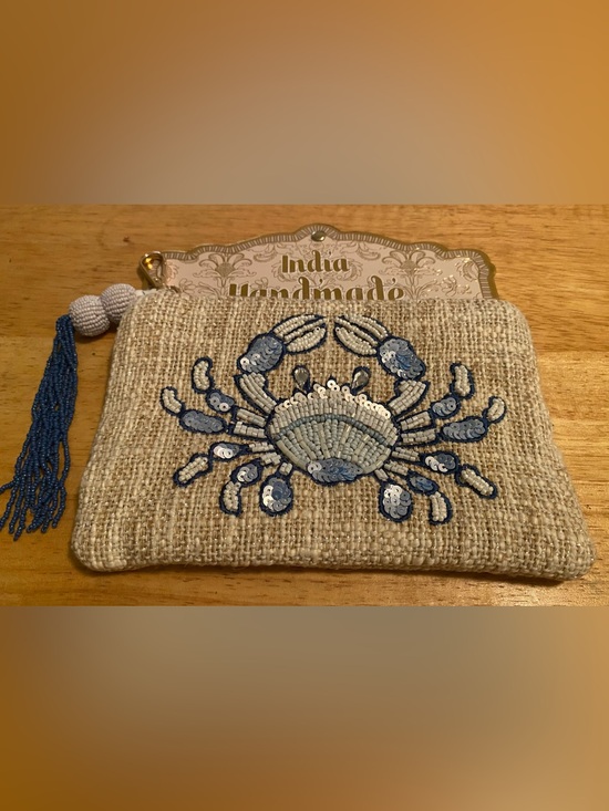 Handbags - Handmade India Beaded Crab Accent Clutch